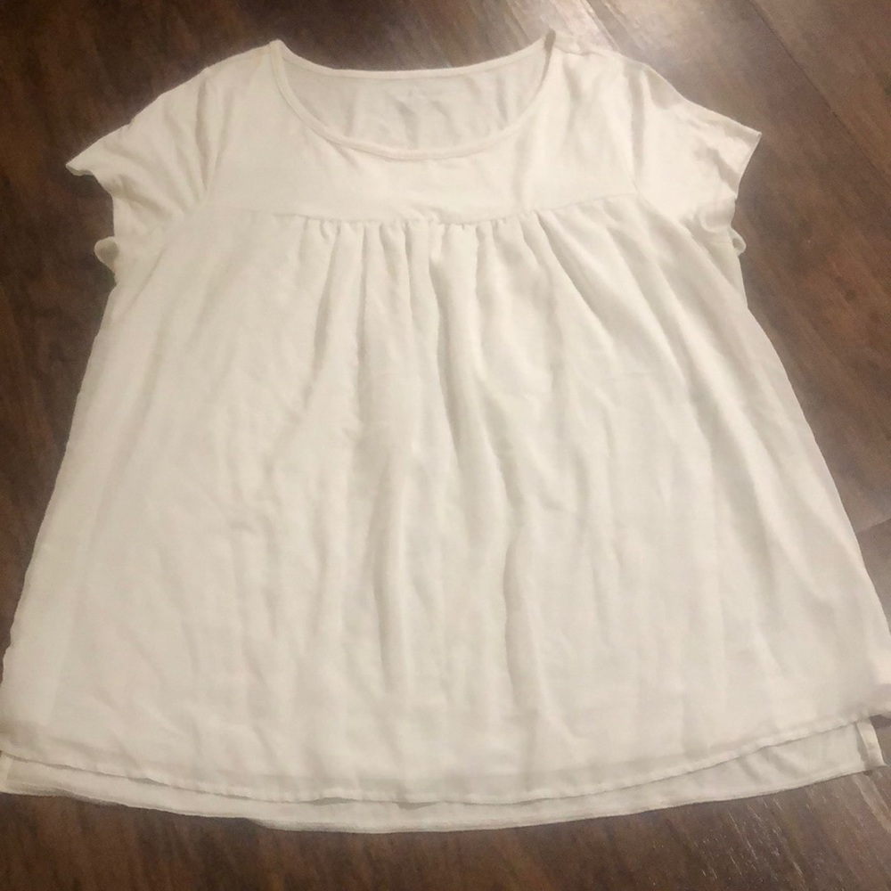 Lane Bryant white yolk-style top, size 14/16